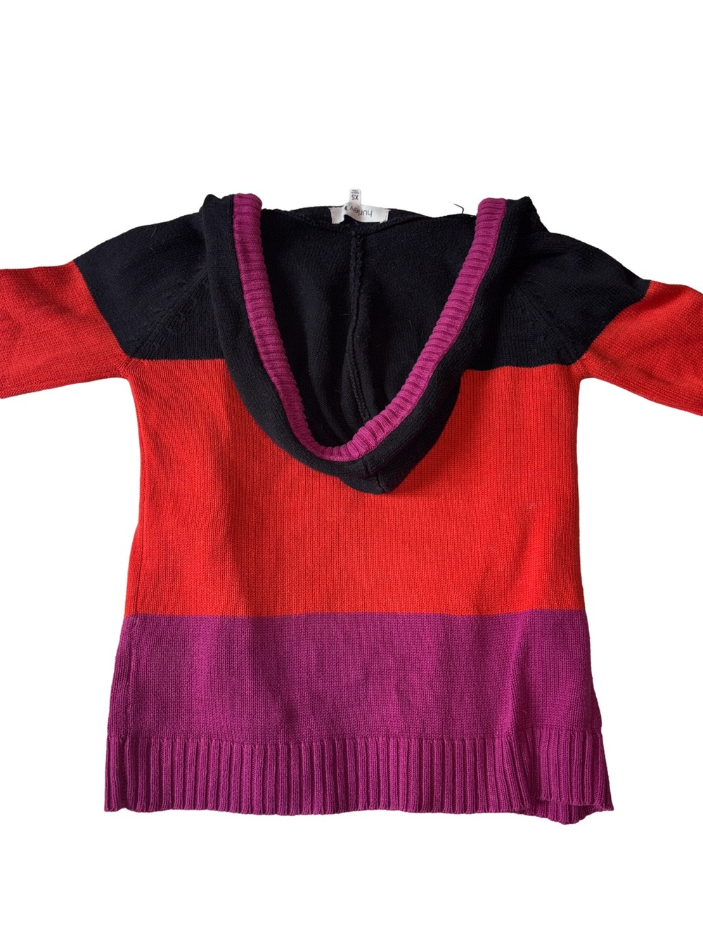 Hurley Striped Hooded Sweater jacket striped in Black, Red & Purple y2k stripes